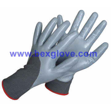 13 Gauge Polyester Liner, Nitrile Coating, 3/4, Gants de sécurité à finition lisse